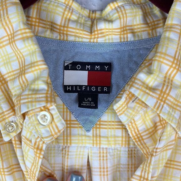 Tommy Hilfiger Yellow Orange Large Button Down Dress Shirt - Picture 3 of 7